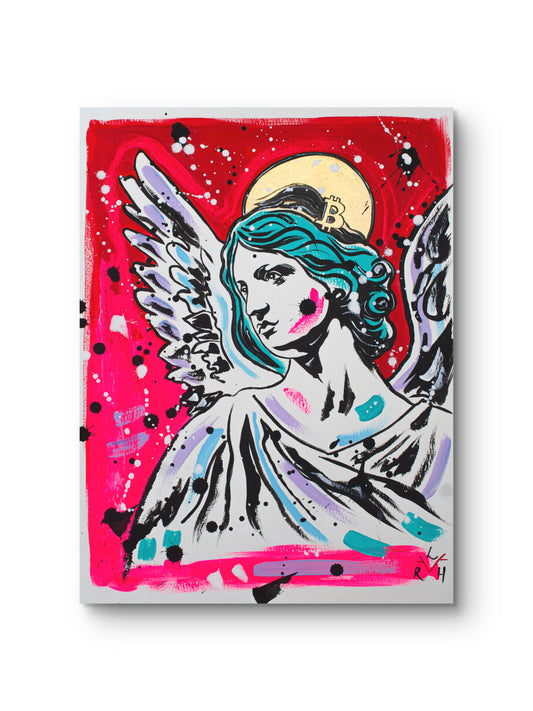 Bitcoin Angel — Red & Turquoise