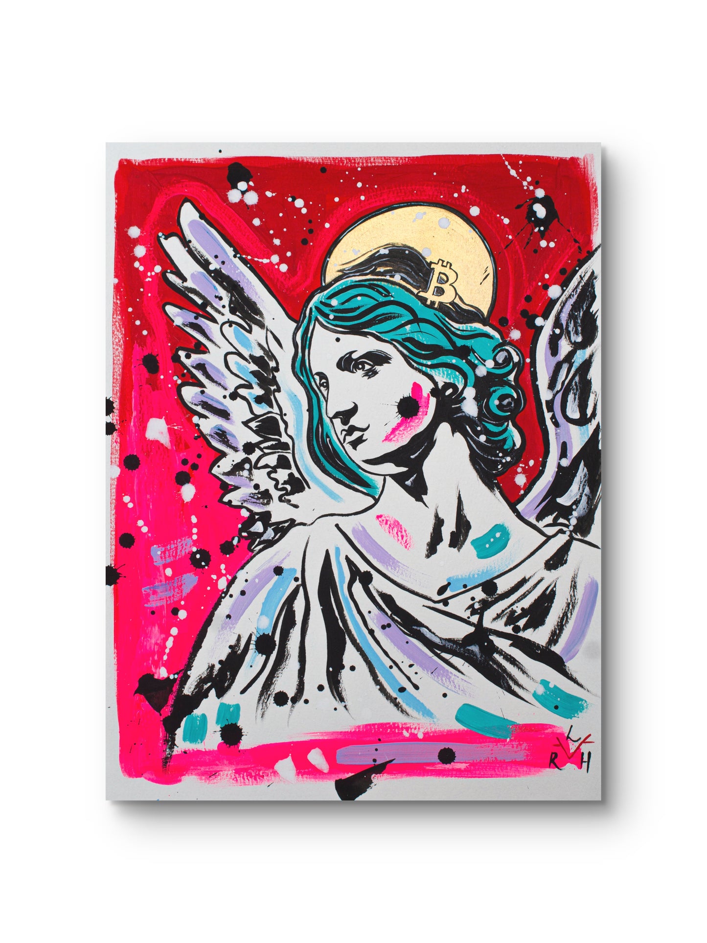 Bitcoin Angel — Red & Turquoise