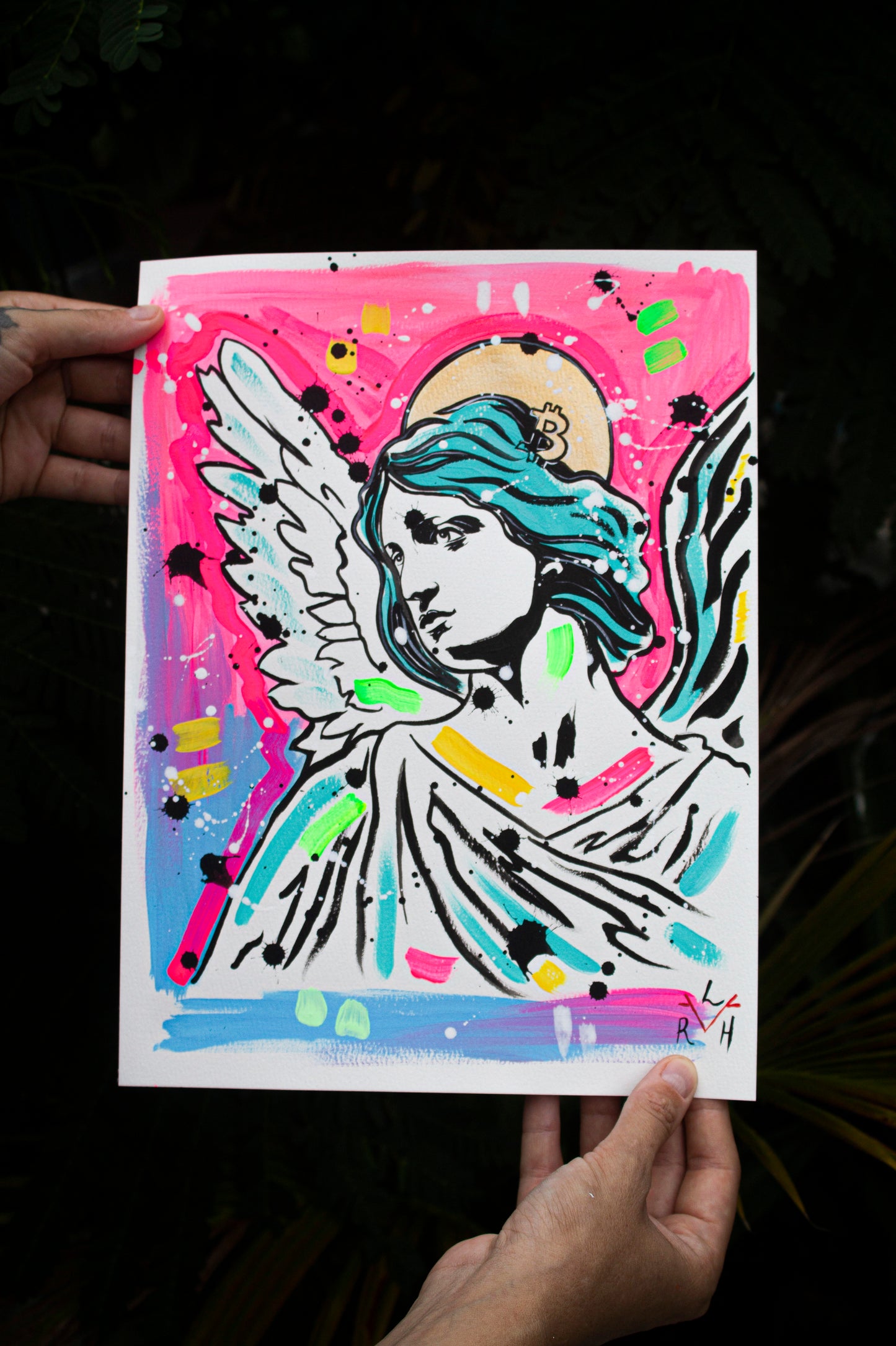 Bitcoin Angel — Sky Blue & Pink