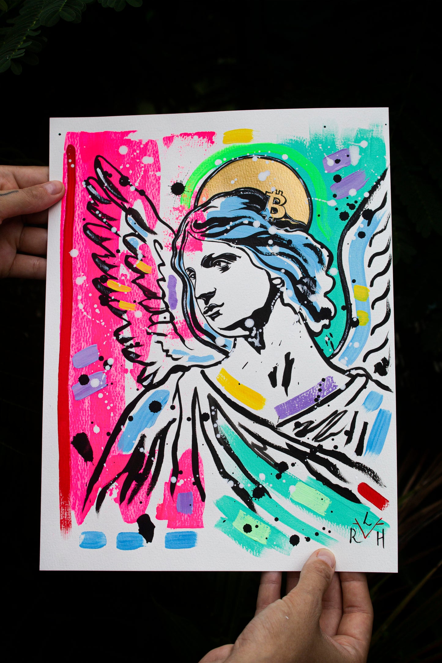 Bitcoin Angel — Pink & Turquoise