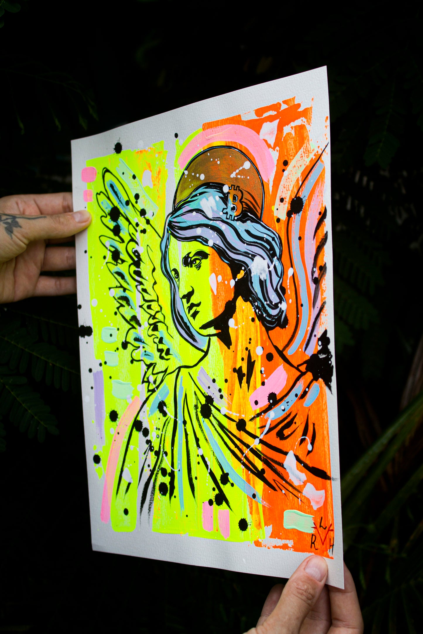 Bitcoin Angel — Yellow, Orange & Sky Blue