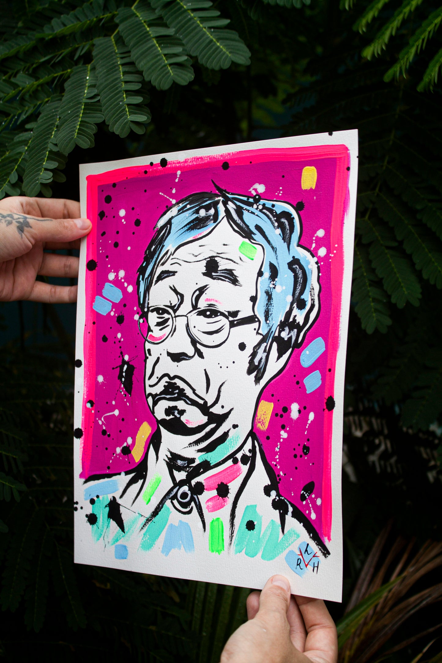 Nakamoto Myth — Fuchsia & Turquoise