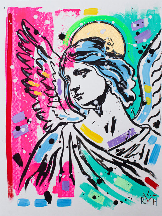 Bitcoin Angel — Pink & Turquoise